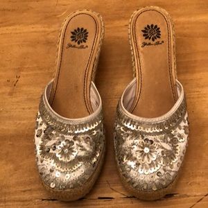 Beaded Yellowbox wedge shoes